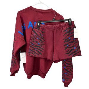 Spirit Jersey Los Angeles Animal Print Shorts Sweatshirt S Oversize Pullover NWT